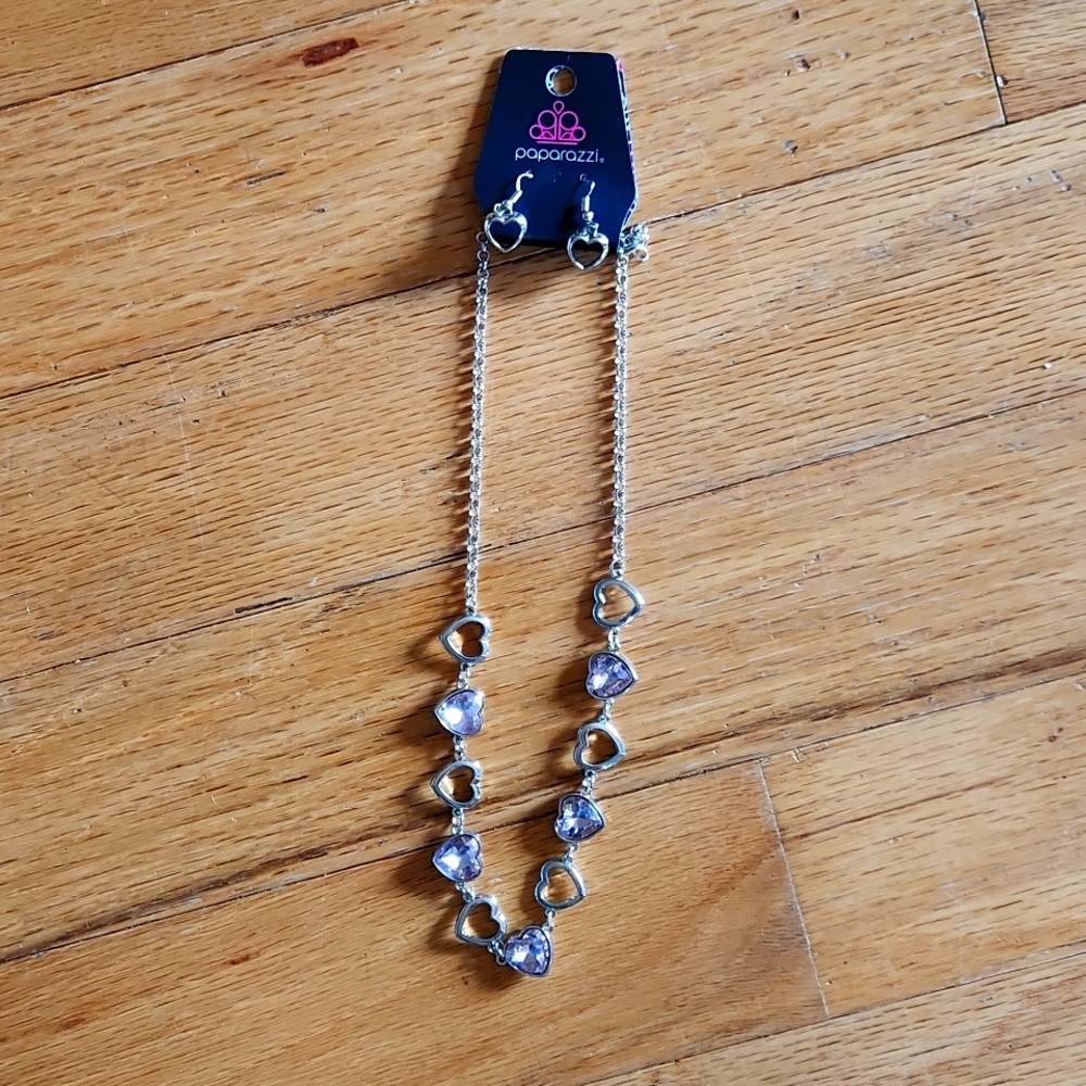 Paparazzi heart necklace and earrings